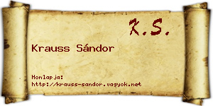 Krauss Sándor névjegykártya