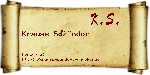 Krauss Sándor névjegykártya